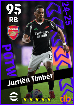 Jurriën Timber — RB, OVR 95, MAX 95