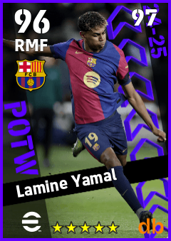 Lamine Yamal — RMF, OVR 96, MAX 97