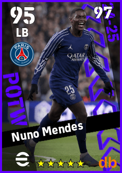 Nuno Mendes — LB, OVR 95, MAX 97