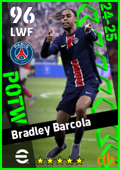 Bradley Barcola — LWF, OVR 96, MAX 96