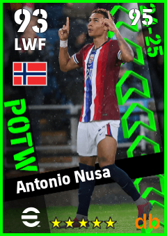 Antonio Nusa — LWF, OVR 93, MAX 95