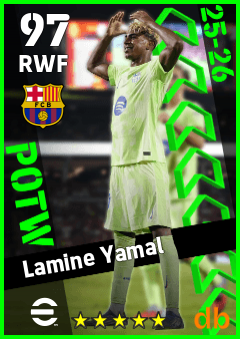Lamine Yamal — RWF, OVR 97, MAX 97