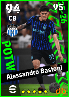 Alessandro Bastoni — CB, OVR 94, MAX 95