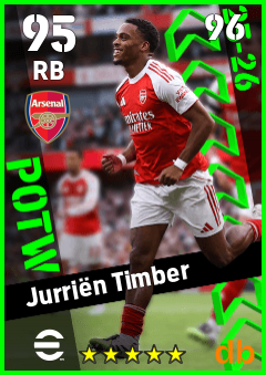 Jurriën Timber — RB, OVR 95, MAX 96