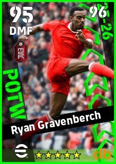 Ryan Gravenberch — DMF, OVR 95, MAX 96