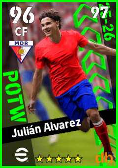 Julián Alvarez — CF, OVR 96, MAX 97