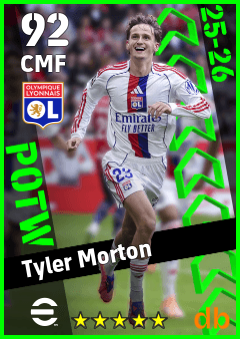Tyler Morton — CMF, OVR 92, MAX 92