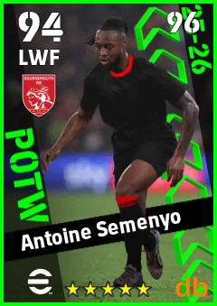 Antoine Semenyo — LWF, OVR 94, MAX 96