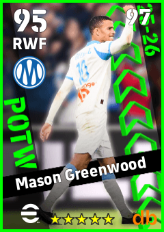 Mason Greenwood — RWF, OVR 95, MAX 97