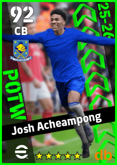 Josh Acheampong — CB, OVR 92, MAX 92