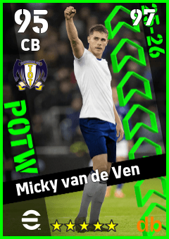 Micky van de Ven — CB, OVR 95, MAX 97