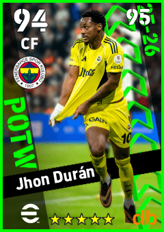 Jhon Durán — CF, OVR 94, MAX 95