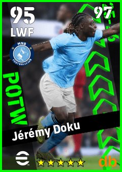 Jérémy Doku — LWF, OVR 95, MAX 97