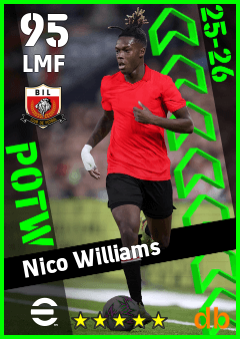 Nico Williams — LMF, OVR 95, MAX 95
