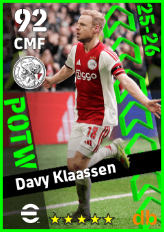 Davy Klaassen — CMF, OVR 92, MAX 92