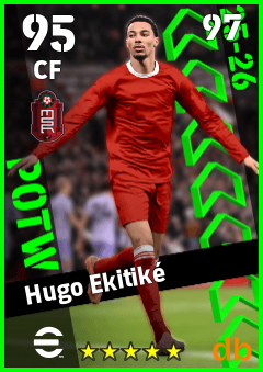 Hugo Ekitiké — CF, OVR 95, MAX 97