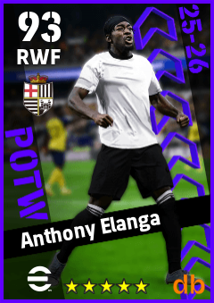 Anthony Elanga — RWF, OVR 93, MAX 93