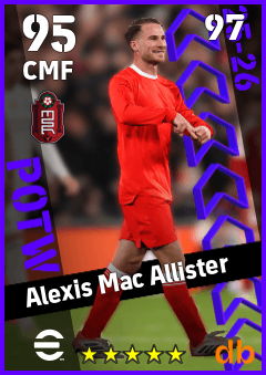 Alexis Mac Allister — CMF, OVR 95, MAX 97