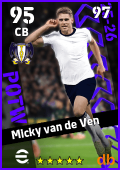 Micky van de Ven — CB, OVR 95, MAX 97