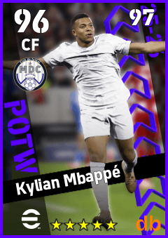 Kylian Mbappé — CF, OVR 96, MAX 97