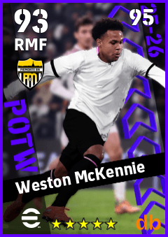 Weston McKennie — RMF, OVR 93, MAX 95
