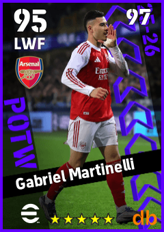 Gabriel Martinelli — LWF, OVR 95, MAX 97