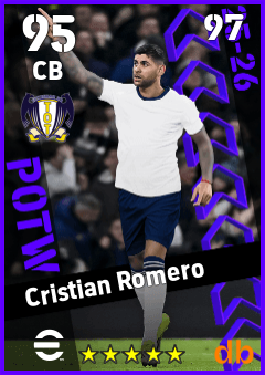 Cristian Romero — CB, OVR 95, MAX 97