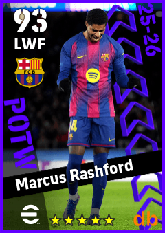 Marcus Rashford — LWF, OVR 93, MAX 93