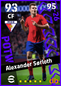Alexander Sørloth — CF, OVR 93, MAX 95