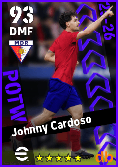 Johnny Cardoso — DMF, OVR 93, MAX 93