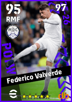 Federico Valverde — RMF, OVR 95, MAX 97