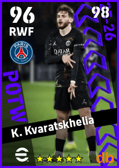 K. Kvaratskhelia — RWF, OVR 96, MAX 98