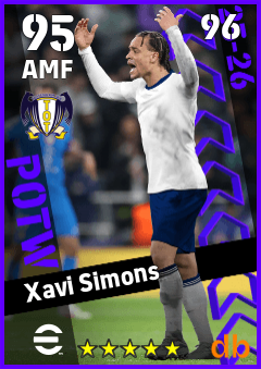 Xavi Simons — AMF, OVR 95, MAX 96