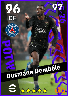 Ousmane Dembélé — CF, OVR 96, MAX 97