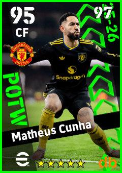 Matheus Cunha — CF, OVR 95, MAX 97