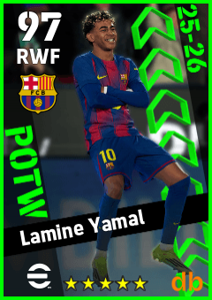Lamine Yamal — RWF, OVR 97, MAX 97