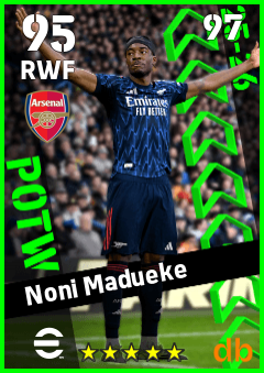 Noni Madueke — RWF, OVR 95, MAX 97