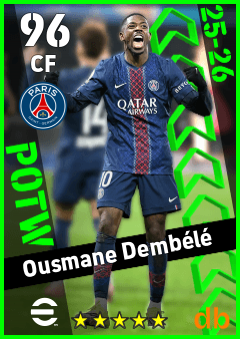 Ousmane Dembélé — CF, OVR 96, MAX 96