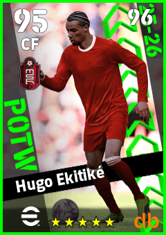 Hugo Ekitiké — CF, OVR 95, MAX 96