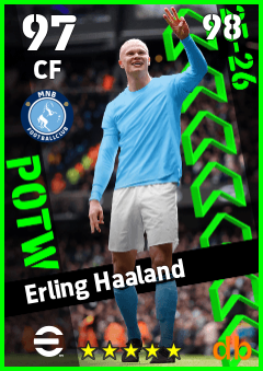Erling Haaland — CF, OVR 97, MAX 98