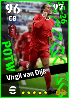 Virgil van Dijk — CB, OVR 96, MAX 97
