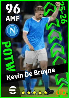 Kevin De Bruyne — AMF, OVR 96, MAX 96
