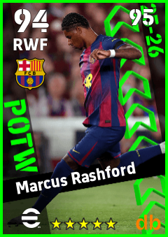 Marcus Rashford — RWF, OVR 94, MAX 95