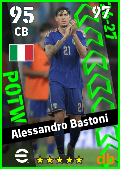 Alessandro Bastoni — CB, OVR 95, MAX 97