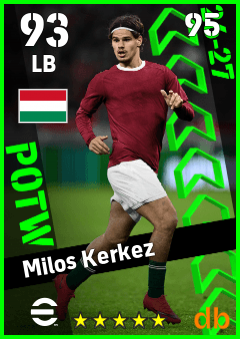 Milos Kerkez — LB, OVR 93, MAX 95