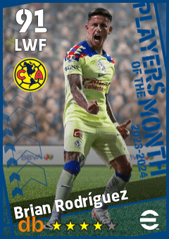 Brian Rodríguez — LWF, OVR 91, MAX 91