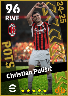 Christian Pulišić — RWF, OVR 96, MAX 96