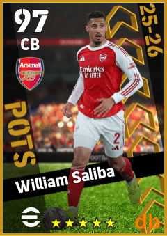 William Saliba — CB, OVR 97, MAX 97