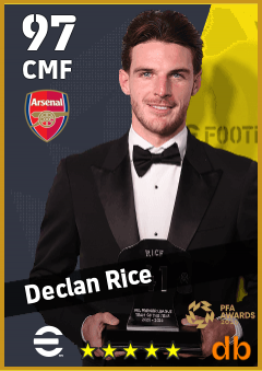 Declan Rice — CMF, OVR 97, MAX 97