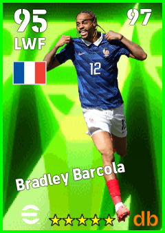 Bradley Barcola — LWF, OVR 95, MAX 97